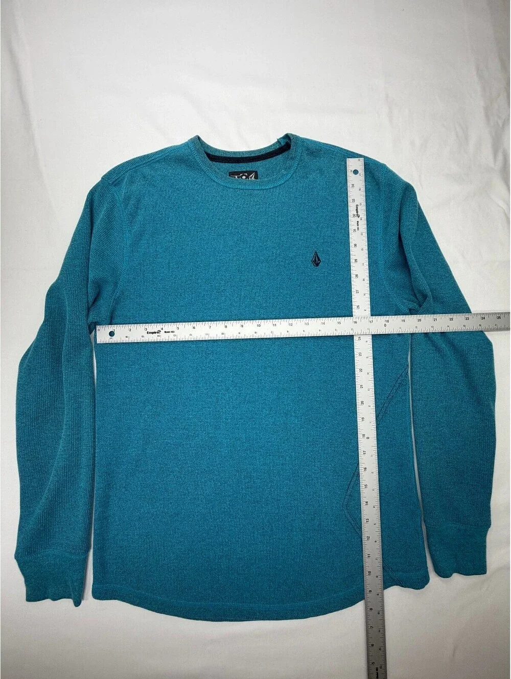 Volcom Men's Sweater Encore Marled Thermal Crew Neck Pullover Size Large Blue